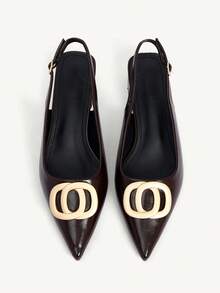 CUCCOO CHICEST Women Shoes Women's Pointed Buckle Design Everyday Versatile Low Heel Shoes - Coffee Brown - View 4