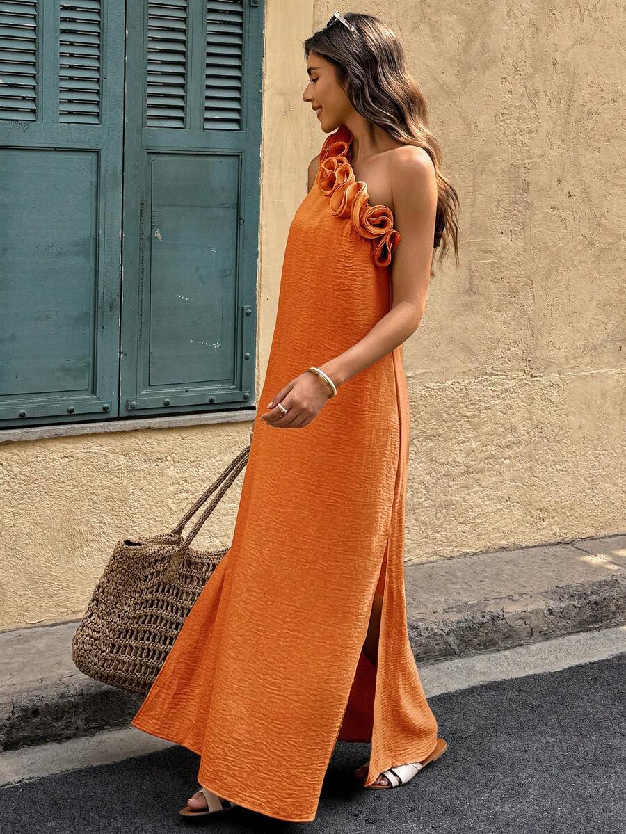 Selianne Đầm dài phong cách thường ngày cho kỳ nghỉ của phụ nữ - trái cam - Xem 1
