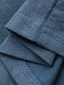 DAZY Camiseta de manga corta casual y holgada de cuello redondo y hombros caídos para niños pequeños en verano - Azul - Ver 8