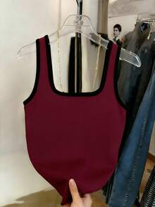 Resyla 畅销款红色修身吊带背心（女士款） - 紅色和黑色 - 查看 2