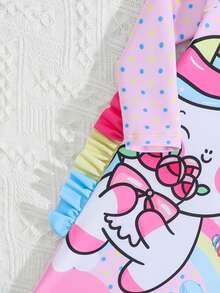 柔软可爱的火烈鸟元素，让女宝宝的梦幻海边时光从这套甜美的泳衣套装开始！ - 粉色 - 查看 5