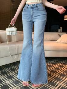 DAZY Women's Flare Jeans, Casual Sexy Denim Pants Y2k - Light Wash - View 7