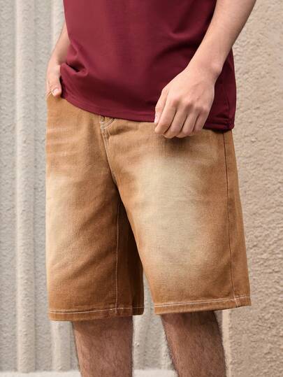 Open Phase Pantaloncini di jeans casual estivi da uomo con tasche inclinate, stile di strada americano, pantaloncini di jeans Bermuda versatili, pantaloni di jeans larghi e ampi con stile casual e rilassato, adatti per vacanze estive