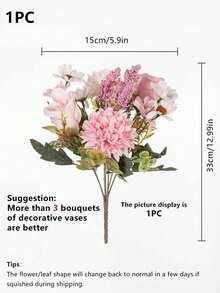 1支/3支/5支人造牡丹花丝绣球花，秋季家居装饰配件，情人节花瓶，婚礼花束，花园玫瑰拱门，客厅装饰，新年装饰，观赏花盆 - 彩色 - 查看 11