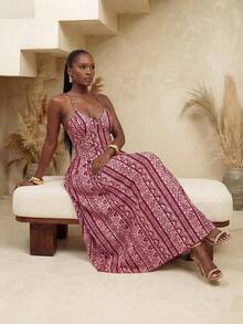 BamGlimmer 春季情人节新年假期新款独特设计印花彩色女式连衣裙，时尚度假装，适合旅行、度假、派对和聚会，充满激情浪漫的假日派对聚会。波西米亚风女士长款连衣裙，夏季波西米亚风长裙，女士波西米亚风长款连衣裙，度假长裙 - 彩色 - 查看 3