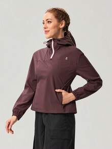 OutZeal Women Outdoor Jacket Daily Jacket Water-Resistant Hooded Tops - Red Violet - View 6