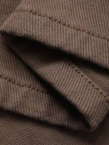 DAZY 女士宽松牛仔衬衫，带领子和口袋；搭配宽松直筒长款牛仔裙，后开衩，休闲水洗牛仔套装 - 卡其色 - 查看 8