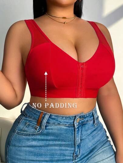Plus Size Women's Front Closure Wireless Bra