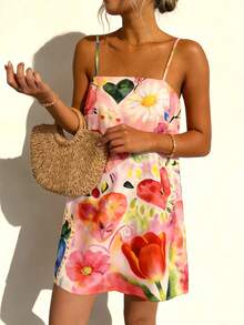 Vaclyn 女士碎花休闲度假约会装吊带迷你连衣裙 - 彩色 - 查看 3