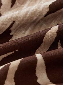 SHEIN Textured Chiffon Leaf Print A-Line Tween Girls Dress - Khaki - View 5