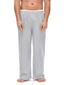 Rest Era Men's Striped Casual Lounge Pants - Black and White - View 3