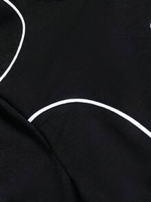 Sport MetroGents 男士撞色领口印花宽松运动T恤 - 黑色 - 查看 7