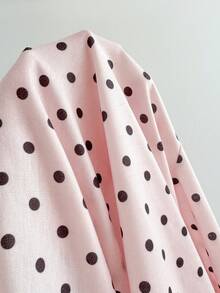 Elamini Women's Pink Polka Dot Print Spliced With Black Lace Trim Zip-Up Hoodie, Spring/Summer , Vacation, Sweet & Cute, Elegant Casual, Back To School/Graduation, Versatile For Street, Home, Daily Wear - Pink - View 8