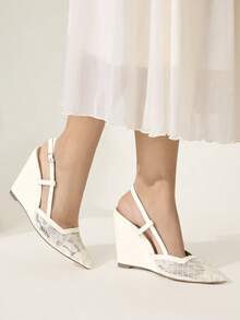 CUCCOO CHICEST Giày cao gót mũi nhọn màu đỏ tía, đế dày, thanh lịch dành cho nữ, thích hợp cho tiệc Giáng sinh, năm mới hoặc buổi hẹn hò. - Màu be - Xem 4