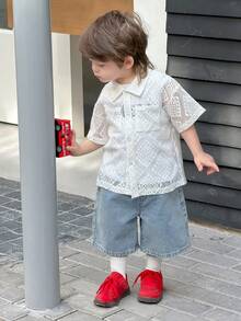 DAZY Toddler Boys' Polo Collar Short Sleeve Top, Summer - White - View 7