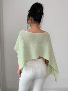 Elenzga Spring/Summer New Asymmetric Casual Commuting Pullover Sweater For Women - Green - View 2