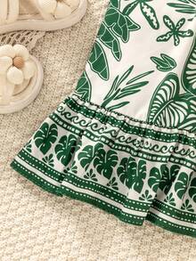 SHEIN Đầm dự tiệc dáng rộng, họa tiết sọc cầu vồng, dây mảnh, viền bèo nhún, thích hợp cho bé gái tuổi teen. - Nhiều màu - Xem 6