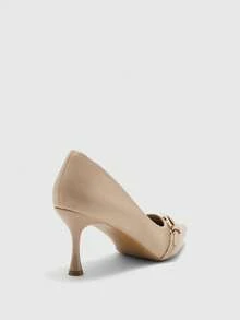 CUCCOO BIZCHIC Tacones de oficina de tacón de aguja con hebilla decorativa para uso diario y de negocios, de color albaricoque, para mujer - Albaricoque - Ver 9