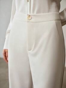 MOTF PREMIUM 女士优雅直筒办公西装裤 - 白色 - 查看 4