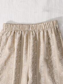 SHEIN 2pcs/Set Teen GirlCasual Camisole Top And Wide Leg Pants Set, Summer - Apricot - View 6