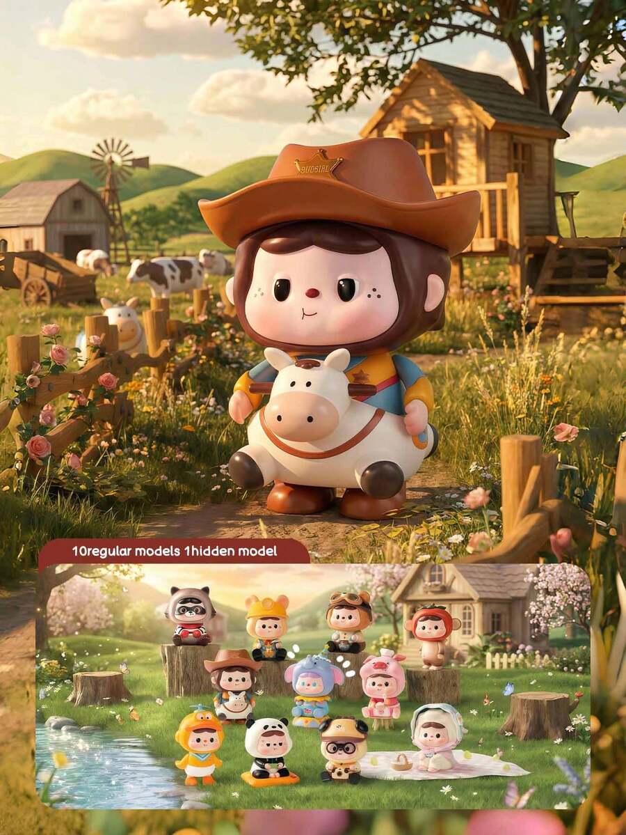 POKOJA LAND 10 Regular Models + 1 Hidden Farm And Circus Figurine Set, Cute Themed Collection Mini Statues, Suitable For Desktop Display As A Lovely Home Office Decoration Item. It Is A Unique Gift For Adults, Collectors, Friends And Family