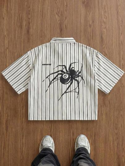 SWAVVY Camicia a maniche corte con stampa a righe, primavera/estate per uomo