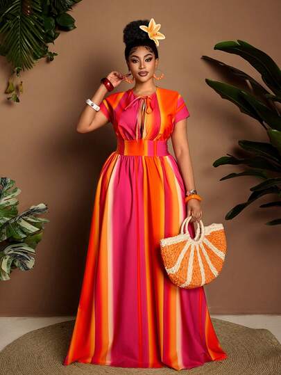 Maweii Sexy Hollow Out Halloween & New Year Short Sleeve Plus Size Dress