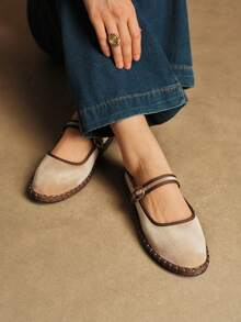 Rosivie Women's Buckle Design Casual Everyday Commute Versatile Flat Loafers - Brown - View 3