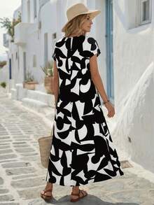 EMERY ROSE Women's Full Print Long Vacation Casual Dress,Bohemian Clothes - Multicolor - View 2