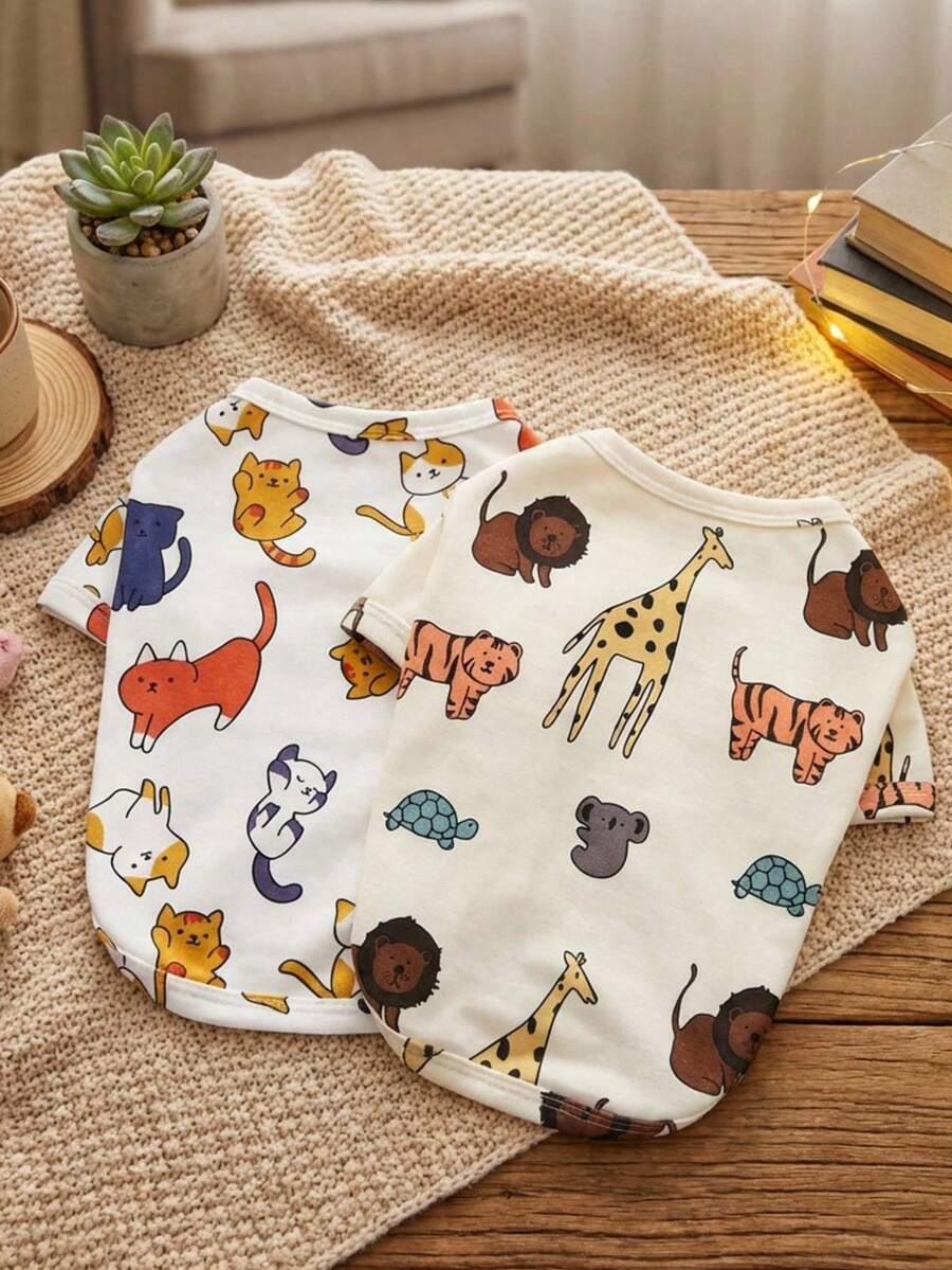 PETSIN 宠物春季新款狗狗服装 动物用品 宠物服装 狗狗背心 猫咪T恤 泰迪熊套装 小型动物服装 休闲酷炫背心 狗狗服装 猫咪服装 春夏两季新款背心 - 彩色 - 查看 1