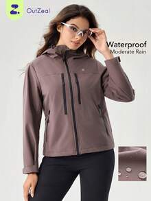 OutZeal Women Shell Jacket Camping Hiking Water-Resistant Mulit Zip Pocket - Purple - View 1