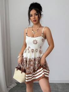 Rafferiza 印花吊带串珠装饰露背迷你连衣裙，度假风 - 彩色 - 查看 4