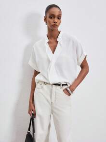 ATUI Studio Women's Cotton Linen Blend Blouse - Soft Breathable Button Down Shirt With Relaxed Fit For Summer Office - White - View 6