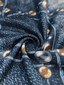 Resyla Women's Casual Denim Effect Print Round Neck Short Sleeve T-Shirt, Summer - Multicolor - View 4