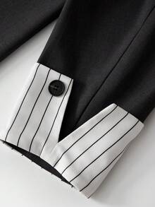 GlowEve CURVE Damen Business-Casual Set in Große Größen mit gestreifter Manschette, Gürtel Blazer Jacke und weiter Hose, 2-teilig - Grau - Übersicht 5
