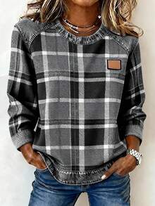 EMERY ROSE Áo thun nữ cổ tròn tay dài có họa tiết - Nhiều màu - Xem 3