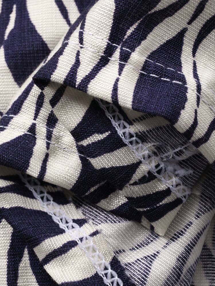 Men's All-Over Print Drawstring Waist Casual Beach Shorts, Summer