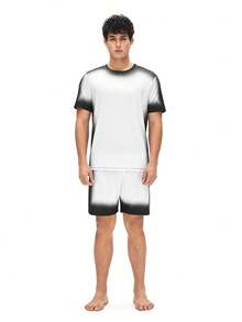 Áo ngủ nam, dáng regular fit, họa tiết giả da ngựa vằn, chữ tiếng Anh, đồ mặc nhà. - trắng - Xem 3