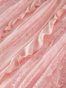 ZEYLAH 垂坠对比蕾丝荷叶边连衣裙 - 淺粉色 - 查看 4