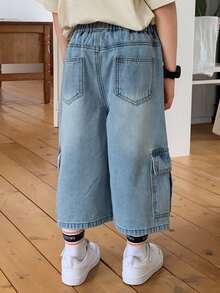 DAZY Pantalones cortos vaqueros con múltiples bolsillos para niños pequeños - Azul - Ver 6