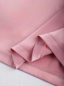Franclia Casual Pink Plus Size Straight Leg Mini Shorts With Satin Finish And Zipper - Pink - View 6