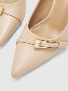 CUCCOO BIZCHIC Tacones de oficina de tacón de aguja con hebilla decorativa para uso diario y de negocios, de color albaricoque, para mujer - Albaricoque - Ver 8