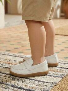 Cozy Pixies 1双新款女童白色时尚英伦风平底便鞋，适合日常外出、朋友聚会和旅行穿着 - 白色 - 查看 2