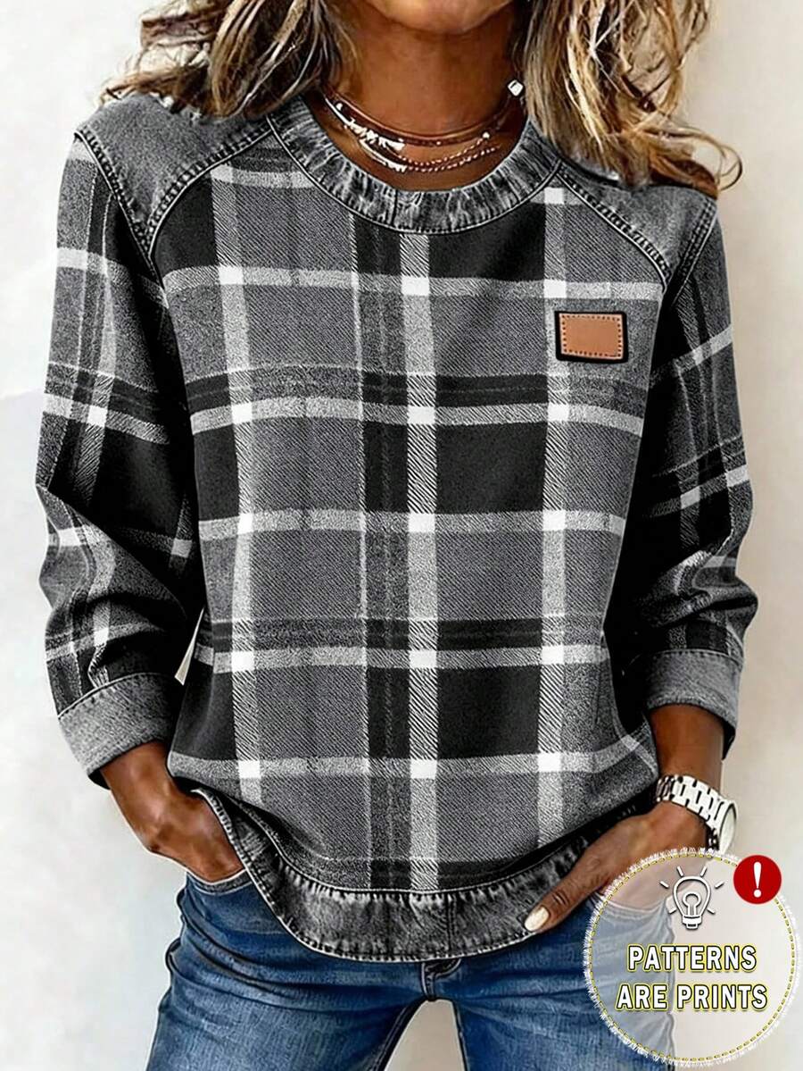 EMERY ROSE Áo thun nữ cổ tròn tay dài có họa tiết - Nhiều màu - Xem 1