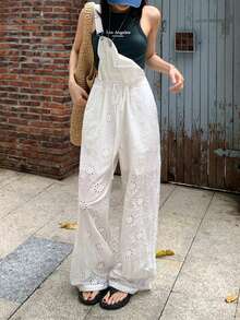 DAZY 女士蕾丝纹理腰带连体裤，度假风 - 白色 - 查看 3