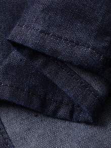 DAZY Women's V-Neck Sleeveless Waist Cinched Long Denim Dress, Vacation Style, Summer - Dark Wash - View 9