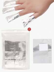 200片装大容量铝箔卸甲贴，快速卸甲，防漏，易撕，银色美甲工具，专业沙龙及居家美甲护理必备，卸甲护理 - 銀色 - 查看 6