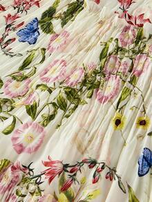 ZEYLAH 花卉印花褶边连衣裙,情人节装,春夏 - 黃色 - 查看 4