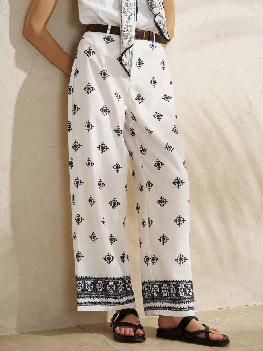 Women's Bohemian Floral Print Wide Leg Loose Casual Pants - Multicolor - View 1