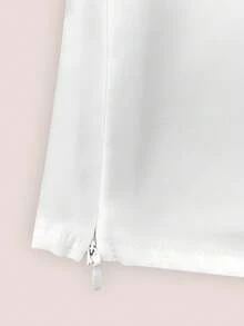 SHEIN LUNE 女士新款优雅休闲上衣，时尚不对称下摆圆领荷叶袖，适合度假、通勤、情人节、狂欢节、海滩、夏季假期，白色衬衫 - 白色 - 查看 4